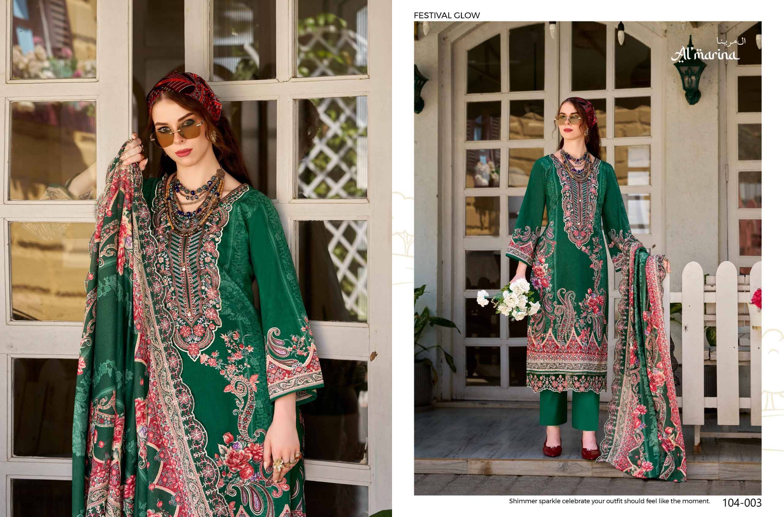 INAYAT VOL 2 104 Series By ALMARINA Pakistani Stylish Beautiful Colourful Printed & Embroidered Party Wear & Occasional Wear Pure cotton Dresses At Wholesale Price